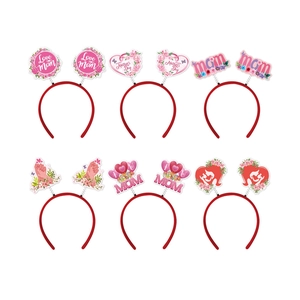 Lot de 6 serre-têtes Fête des Mères avec cœurs rouges et motifs 'Love You Mom' festifs