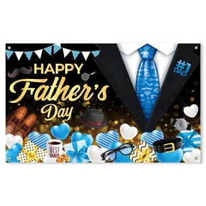 Toile de fond Fête des Pères avec icônes de costume et texte HAPPY Father's Day