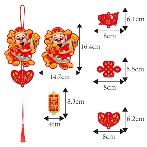 Traditional Chinese New Year hanging decoration with God of Wealth and koi fish motifs