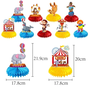 9pcs Circus animal honeycomb centerpieces for carnival party table decorations