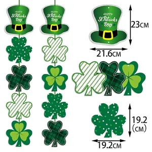 St. Patrick's Day door hanging decoration with green hat and shamrock pendant set