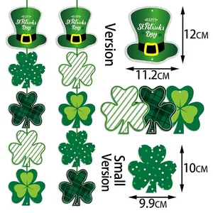 St. Patrick's Day door hanging decorations with green hats and clover glitter patterns
