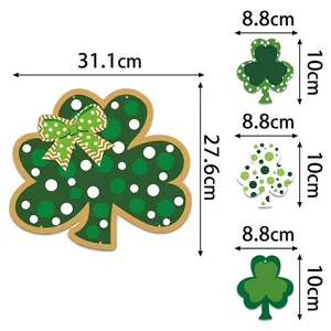St. Patrick's Day door hanging decoration set with green clover patterns and bows