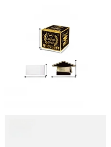 Detailed size chart for the black and gold graduation money pull box party set