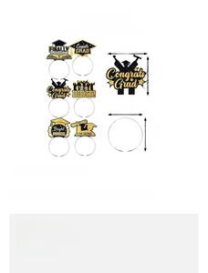 Detailed size chart for 6 graduation party headbands with glitter cardstock dimensions