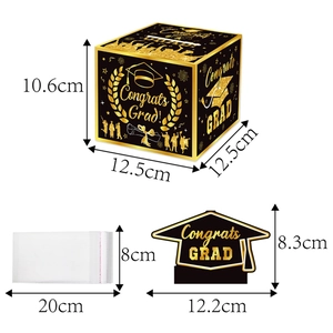 Graduation money pull box kit with 12.5cm congrats grad box and plastic sleeves