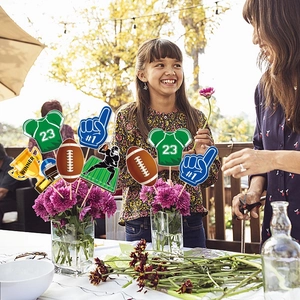 American football themed party photo props kit with jersey and trophy inserts