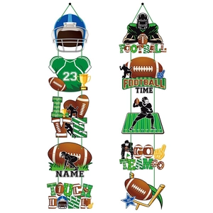 Super Bowl Football Party Türhänger mit Helmen, Trikots und Motivationssprüchen