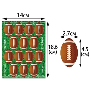 Set de pegatinas de fútbol americano para fiestas en fondo de campo con dimensiones