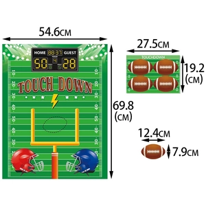 American football game poster set with scoreboard and stickers for party decorations