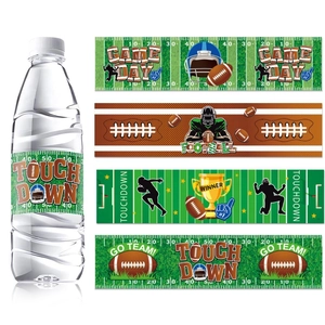 Football Theme Party Water Bottle Stickers For Super Bowl Decoration Stadium Trophy Graphic Sport Event Bottle Labels