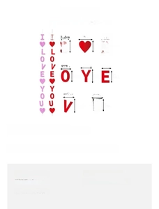 Tableau des tailles détaillant les dimensions des suspensions décoratives de la Saint-Valentin