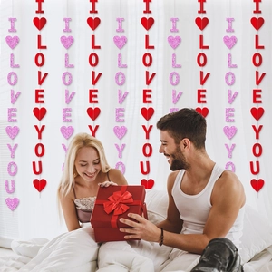 Décoration romantique de bannière en cœur I Love You pour fête de Saint-Valentin et mariage