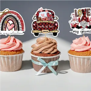 Decorazioni per cupcake di San Valentino con gnomo e camion rosso per torte festa