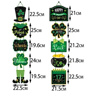 St. Patrick's Day door hanging set with Irish hats, clovers and pot of gold dimensions