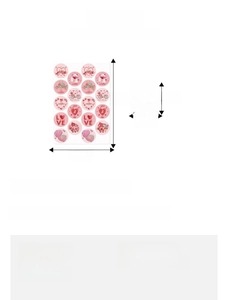 Size guide for Valentine's Day heart stickers showing 13.8x19.8cm sheet dimensions