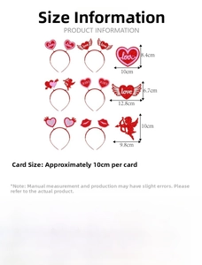 Detaillierte Größentabelle für Valentinstag Haarreifen mit Herzen und Amors Motiven