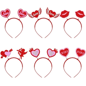 Valentinstag Party Stirnband Set Rot Glitzer Herz Amor Lippen Kopfschmuck Hochzeit Atmosphäre Fotorequisiten Party Dekoration