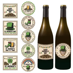 St Patricks Day Beer Bottle Stickers Leprechaun Shamrock Design Green Holiday Party Decoration Adhesive Labels Luck Of The Irish Bottle Decor