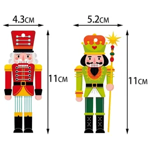 Christmas nutcracker ornaments with size dimensions in red and green festive styles