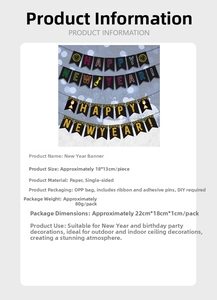 Detaillierte Größenangaben für DIY Happy New Year Papierbanner inklusive Montageteile