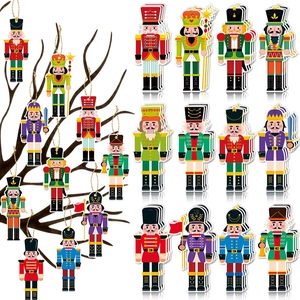 Nutcracker Soldier Hanging Ornaments Cardboard Double Sided Christmas Tree Decoration Party Decor With Hemp Rope