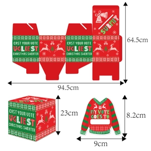 Ugly sweater Christmas voting box set with reindeer patterns and ballot cards