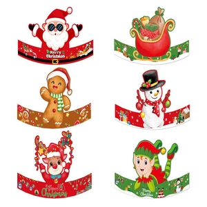 Christmas Paper Party Hats Cartoon Santa Claus Snowman Reindeer Elf Design Festive Holiday Celebration Decoration DIY