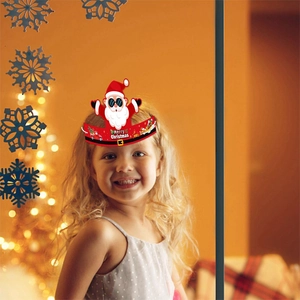 Kids Santa Claus paper hat headband with Merry Christmas print for holiday party decor