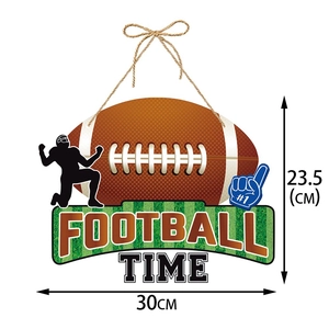 Detail view of 30x23.5cm football door sign with turf texture and hanging rope