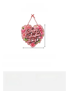 Detail view of heart-shaped Valentine's Day door hanger with roses measuring 28x27.6cm