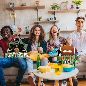 2026 Super Bowl party door hangers featuring football designs for home celebration