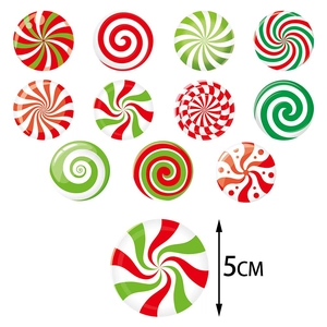 Décorations de Noël Menthe Poivrée 5cm pour Gâteaux de Fête, 11 Styles Colorés