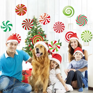Christmas party candy swirl hanging decorations set in red, white and green colors