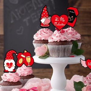 Lot de décorations de gâteau de Saint-Valentin avec gnomes et cœurs pour fêtes