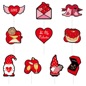 Lot de 10 pics décoratifs de Saint-Valentin avec nains, cœurs et texte Love
