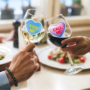 Romantic heart stickers with KISS ME text for wedding and Valentine party glass decor