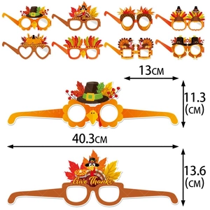 Lot de 8 lunettes de fête de Thanksgiving en papier avec motifs dinde et feuilles d'érable