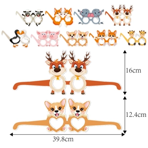 Cartoon animal party glasses for kids birthday decorations with size measurements