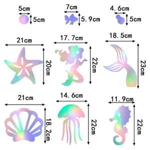 Holographic mermaid birthday party decorations set featuring iridescent sea creature cutouts