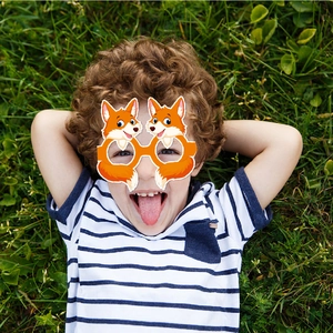 Cute orange fox cartoon glasses for kids animal themed birthday party photography prop