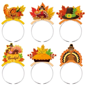 Thanksgiving Turkey Pumpkin Maple Leaf Headbands Harvest Festival Party Photo Props Decor For Kids Adults Accessories
