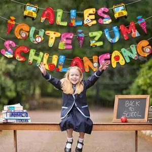 Banderole colorée Alles Gute zum Schulanfang avec motifs scolaires pour l'école