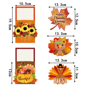 Thanksgiving party cutlery holders with turkey and sunflower cutouts for fall table decor