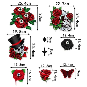 Gothic Halloween skull and rose garland set for party wall hanging decorations