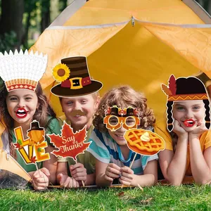 Kit d'accessoires photo de Thanksgiving avec motifs de dinde et feuilles d'érable