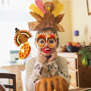 Kit d'accessoires photo de Thanksgiving avec chapeau de dinde et lunettes de citrouille