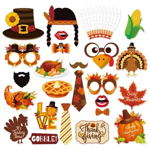 Lot de 20 accessoires photo pour Thanksgiving avec dinde et citrouille pour la fête