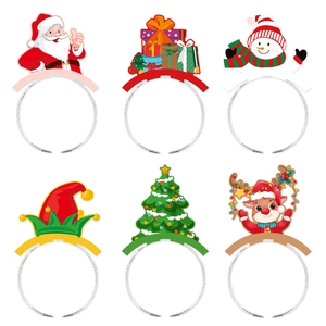 Assorted Christmas Party Headbands For Celebration Santa Snowman Christmas Tree Paper Photo Props Festival Hair Accessories
