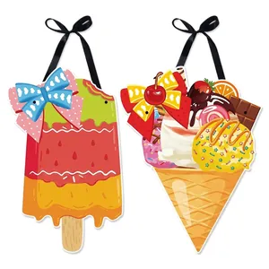 Summer Party Hanging Door Signs Cardboard Ice Cream Popsicle Shapes Hawaii Theme Decorations Hello Summer Sweet Summer